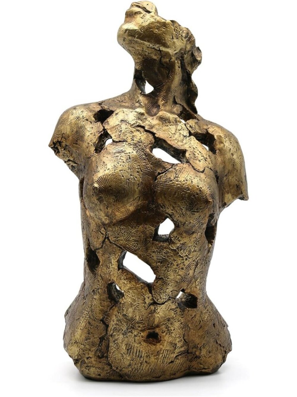 Elegant Abstract Female Bust Sculpture - Golden Resin Home Decor, 16” Art Piece